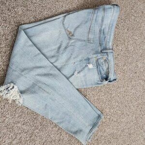 Express Mid Rise Distressed Jeggings – Light Wash, Size 14R